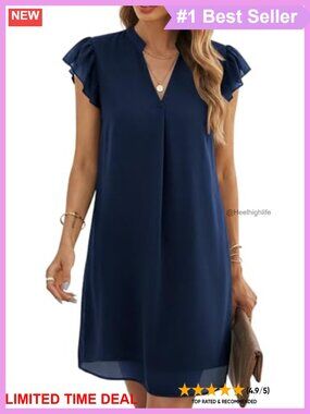 Wkior Summer Chiffon Sleeveless Mini Dress